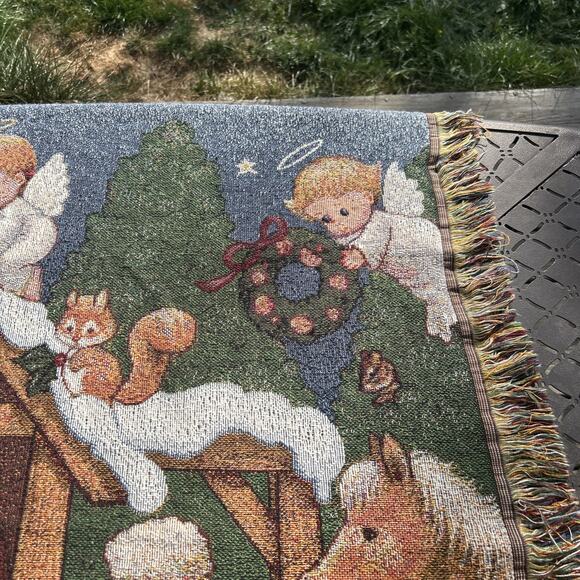 Vtg Christmas Nativity Throw Blanket Child Holy Family 54”x 47 1999 Morehead - Picture 4 of 8